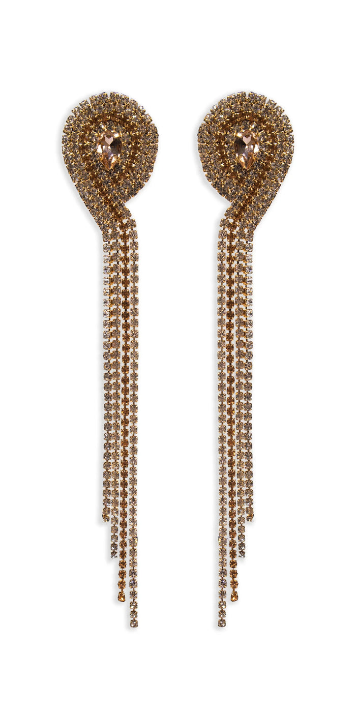4 Strand Rhinestone Dangle Earrings - Camille La Vie