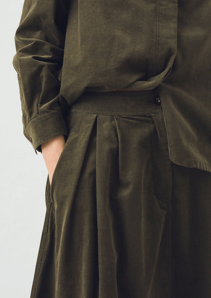 A Line Cotton Needlecord Skirt | Seaweed
