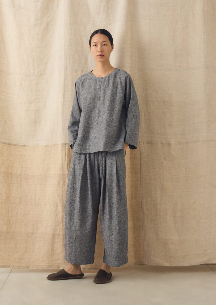 A Line Linen Cotton Top | Soft Charcoal