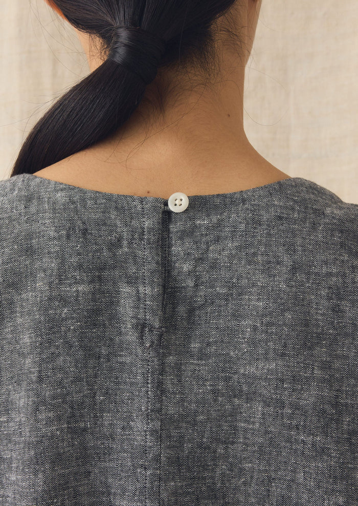 A Line Linen Cotton Top | Soft Charcoal