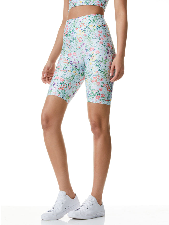 AARON HIGH WAIST BIKER SHORT - COASTAL GARDENS POWDER BLUE