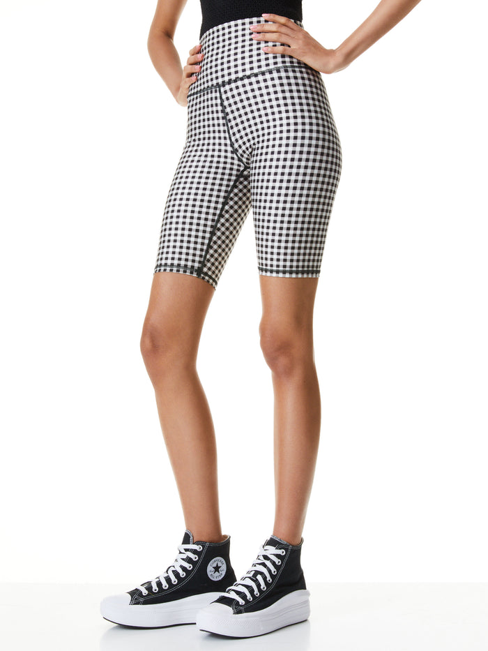 AARON HIGH WAIST BIKER SHORT - GINGHAM SM BLACK