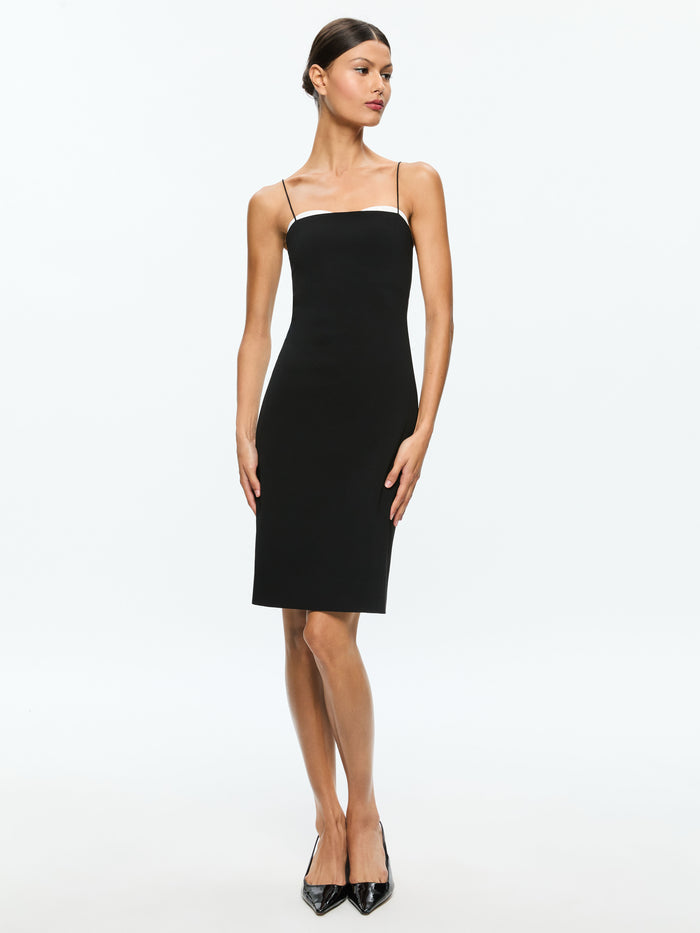 ADA PEEKABOO DRESS - BLACK/OFF WHITE