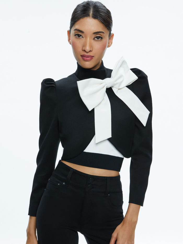 ADDISON BOW JACKET - BLACK/OFF WHITE