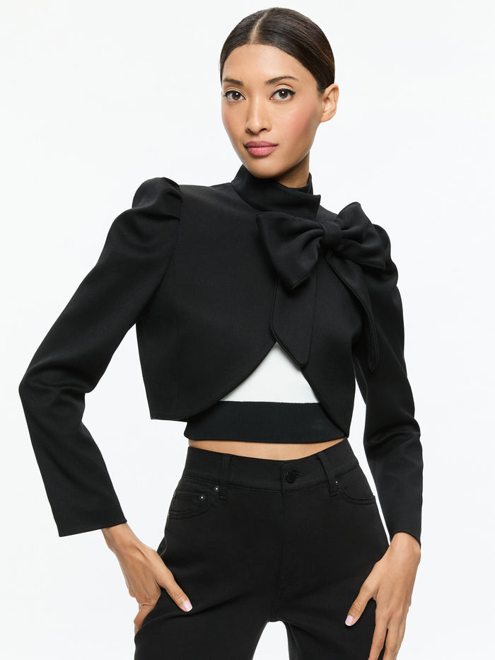 ADDISON BOW JACKET - BLACK/BLACK