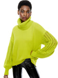 ADELA ROUND HEM TURTLENECK - LIME PUNCH