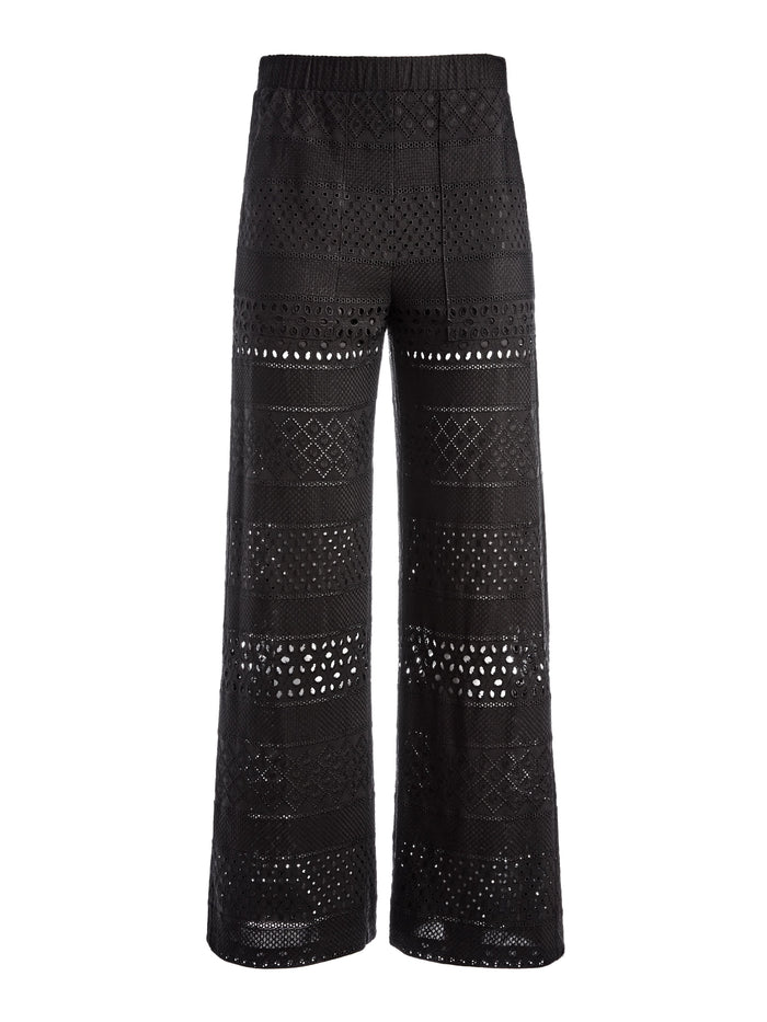 ADELE EYELET CROP PANT - BLACK