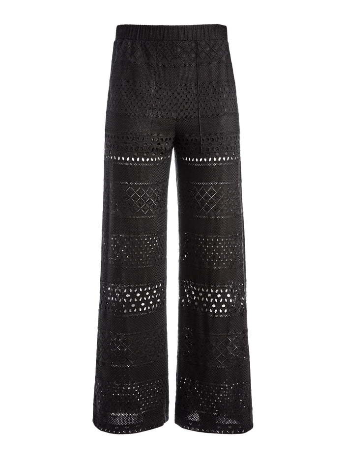 ADELE EYELET CROP PANT - BLACK