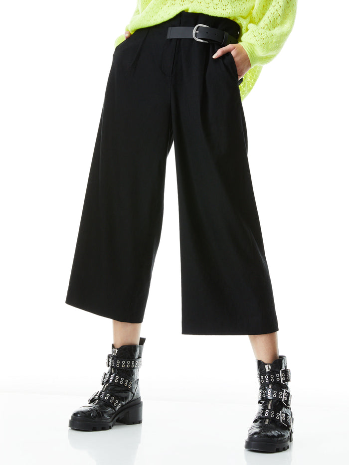 ADELINA BELTED PANT  - BLACK