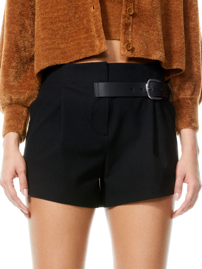 ADELINA BELTED SHORT - BLACK
