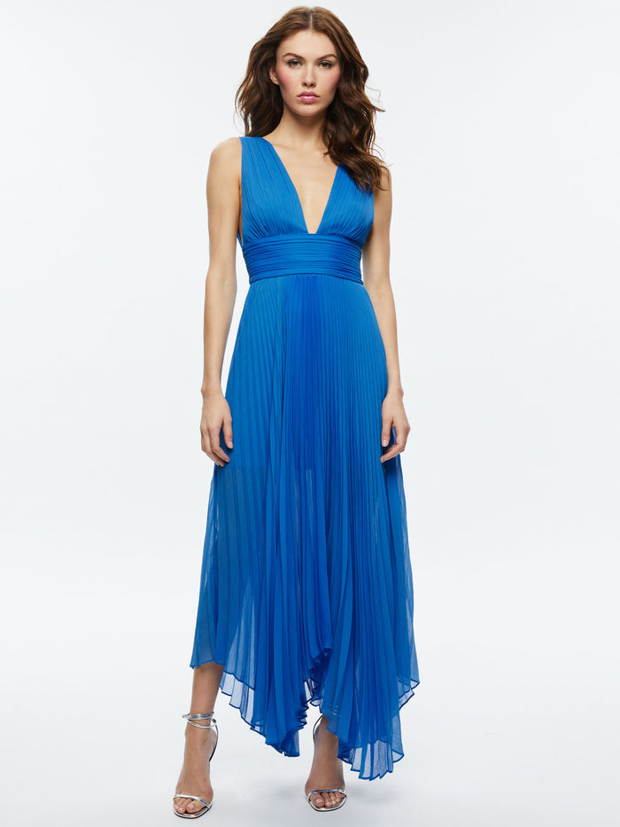 ADRIANNA DPV NK PLTD MAXI DRES - FRENCH BLUE