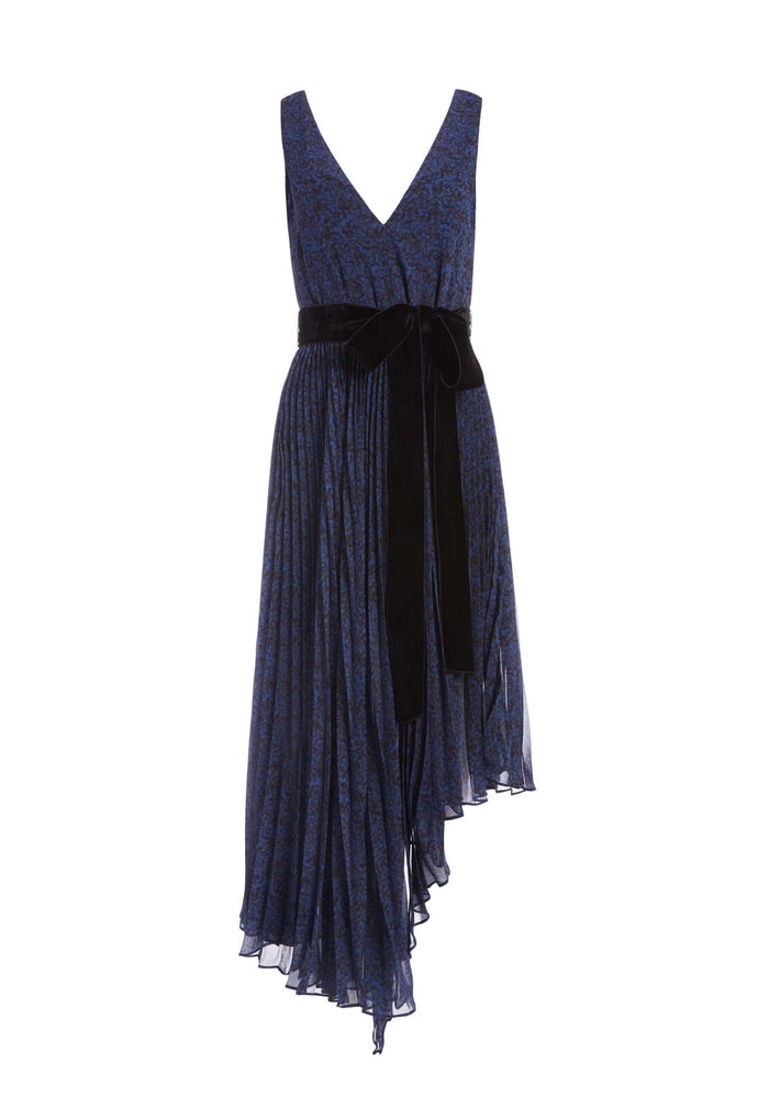 AIDEN ASYMMETRICAL MIDI DRESS - PETITE DREAM AZURE