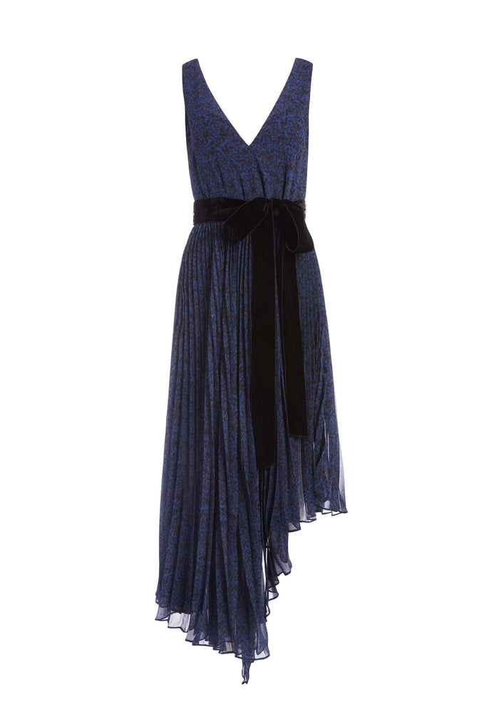 AIDEN ASYMMETRICAL MIDI DRESS - PETITE DREAM AZURE