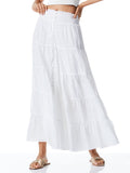 AISHA BUTTON FRONT MAXI SKIRT - OFF WHITE