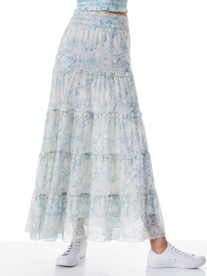 AISHA PANEL RUFFLED MAXI SKIRT - ANTIQUE BUTTERFLY OFF WHITE