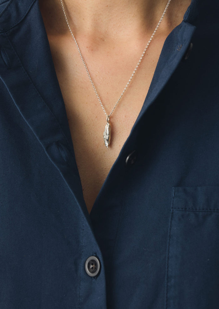 Alba Silver Cardamom Pod Necklace | Silver