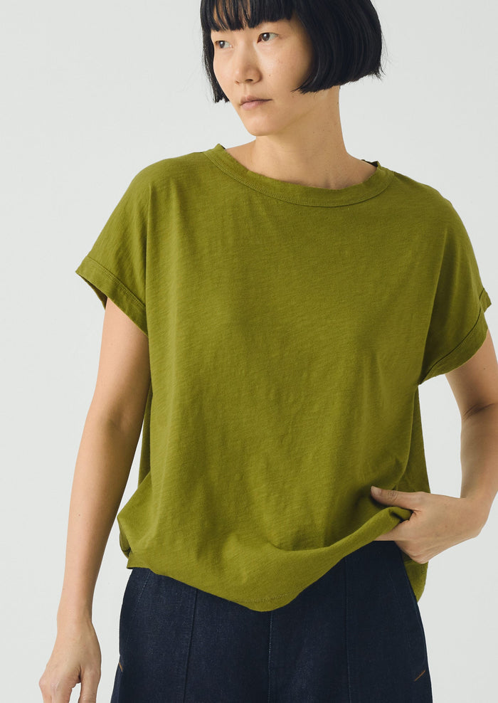 Alda Cotton Easy Tee | Olive