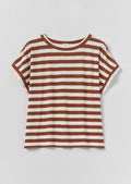 Alda Maypole Stripe Cotton Easy Tee | Red Rock/Ecru