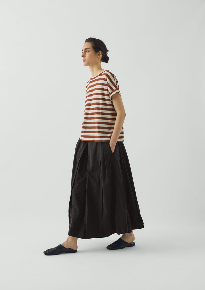 Alda Maypole Stripe Cotton Easy Tee | Red Rock/Ecru