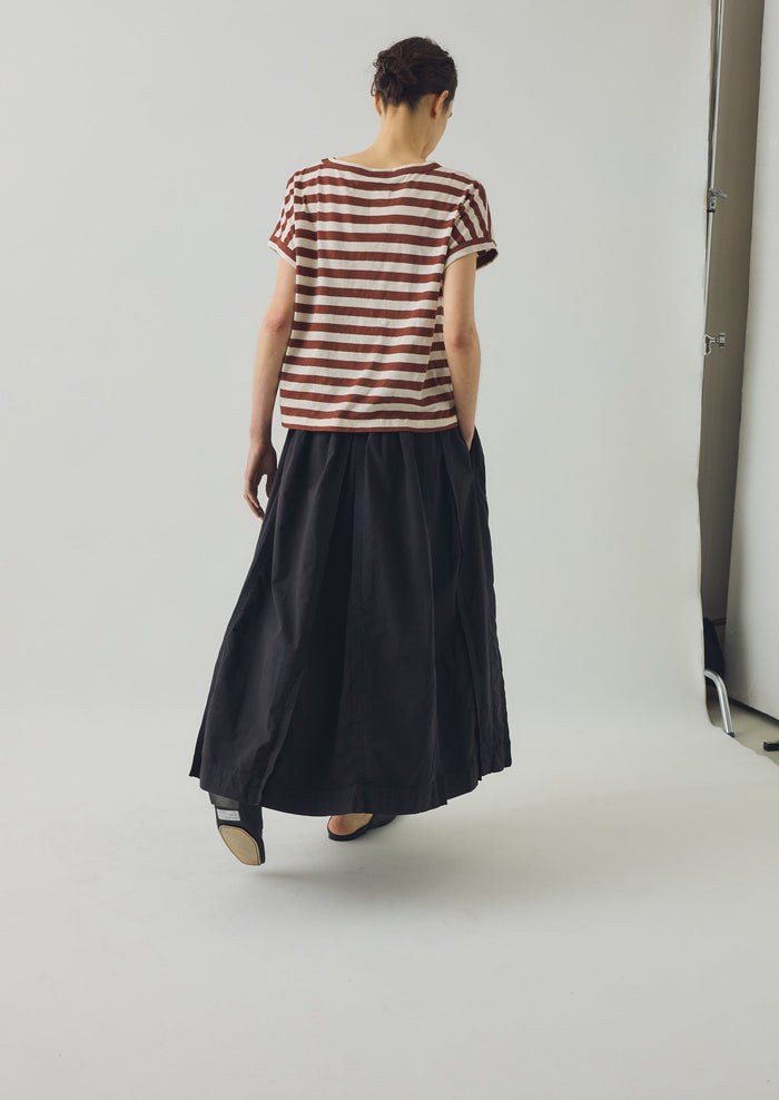 Alda Maypole Stripe Cotton Easy Tee | Red Rock/Ecru