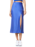 ALENE BUTTON SLIP SKIRT - COBALT
