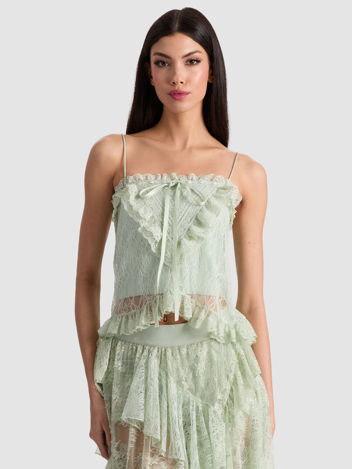 ALESSIA LACE TOP - GREEN TEA