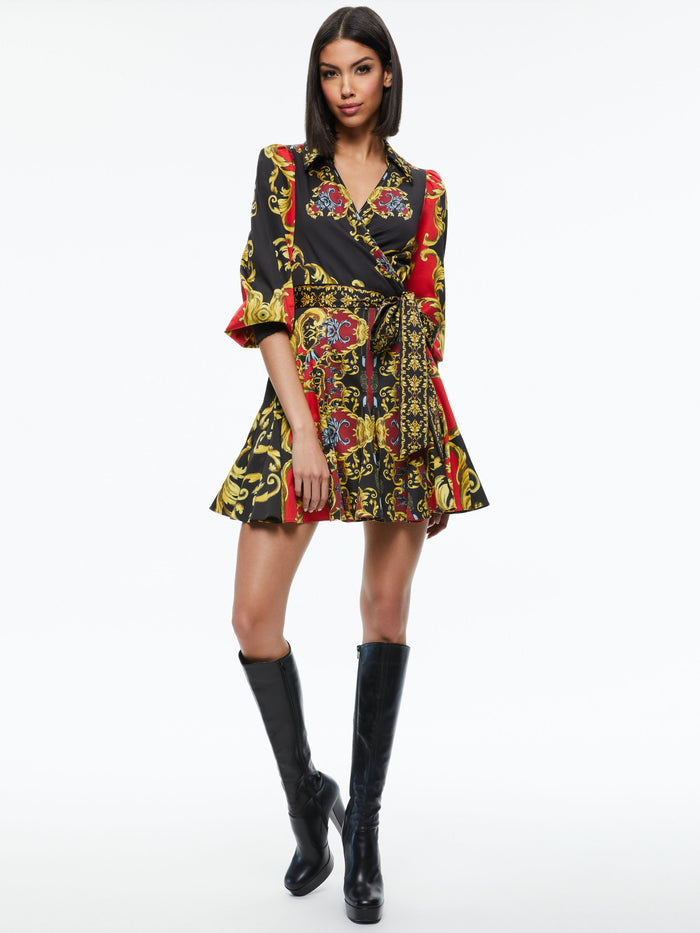 ALISA WRAP GODET SHIRT DRESS - REGAL ROMANCE BORDEAUX