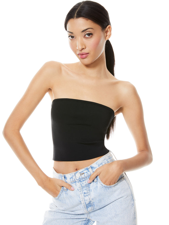 ALISON CROPPED TUBE TOP - BLACK
