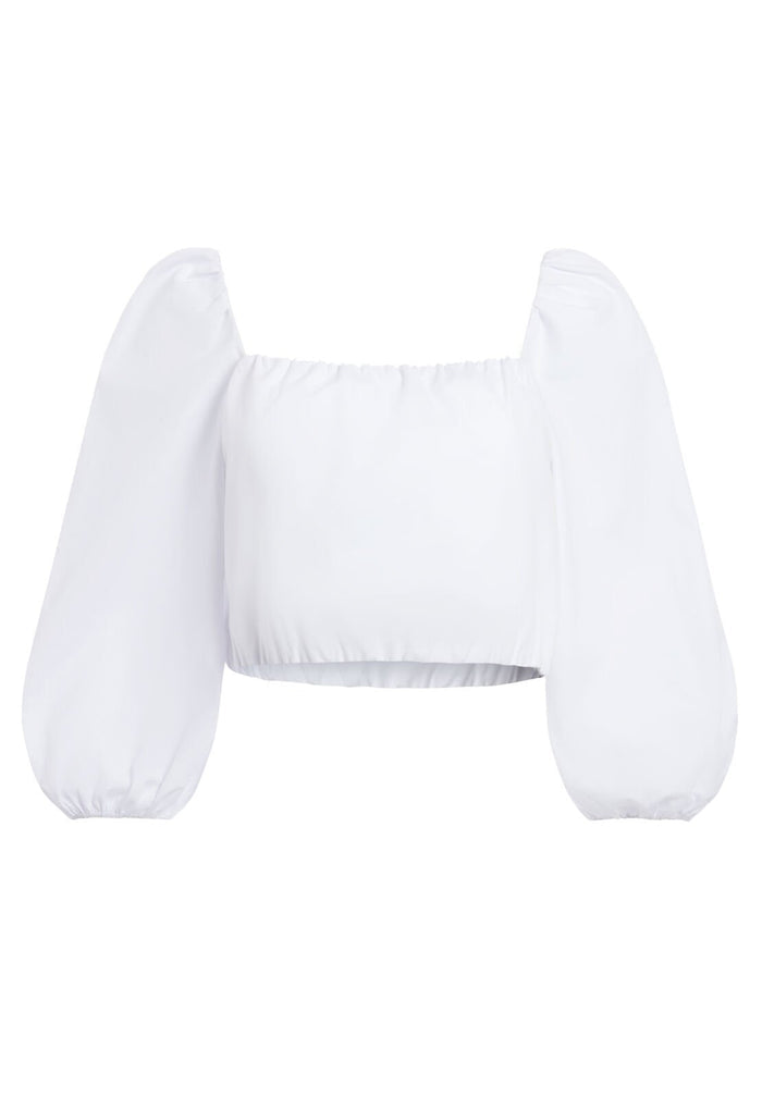 ALTA PEASANT CROP TOP - WHITE