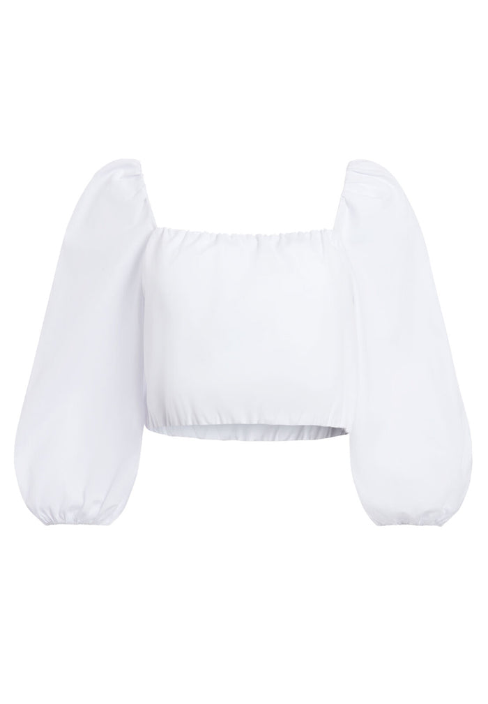 ALTA PEASANT CROP TOP - WHITE