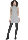 ALVERA MOCK NK TUNIC W/ TIES - LT HTHR GREY/WHITE