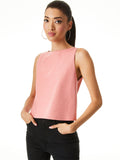 AMAL VEGAN CROC BOXY TANK - ROSE