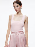 AMBERLY SCOOP NECK RIBBED TANK - PETAL