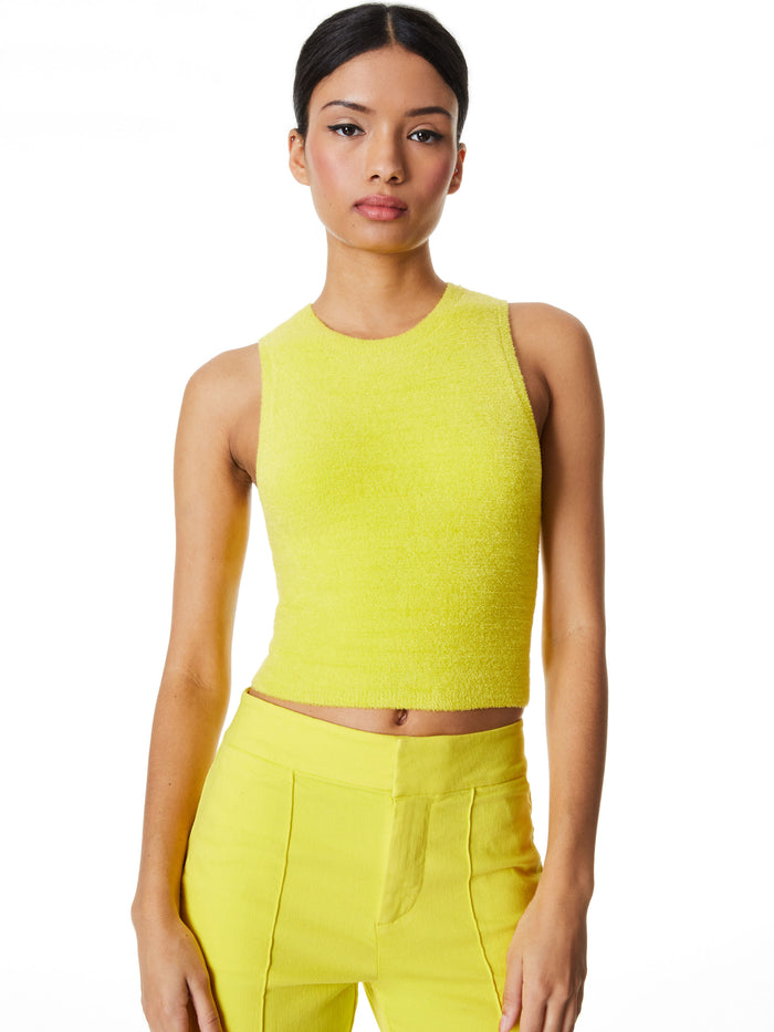 AMITY SLEEVELESS CROPPED TANK - CANARY