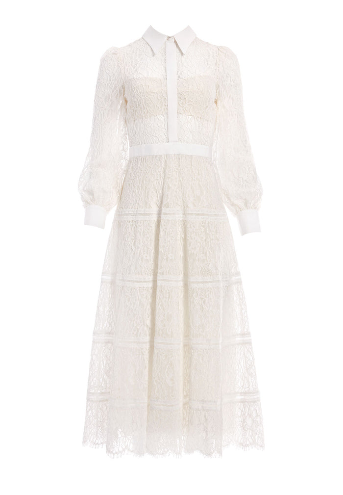 ANAYA LACE MIDI DRESS - OFF WHITE