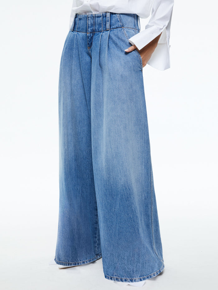 ANDERS LOW RISE PLEATED JEAN - GEORGIA VINTAGE BLUE
