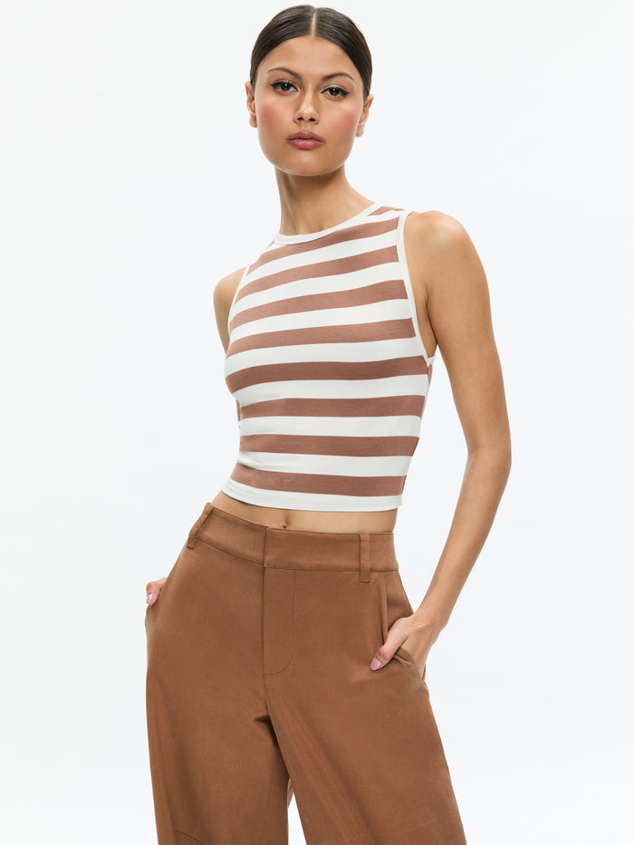 ANDRE FITTED CROPPED TANK - OFF WHITE/CAMEL