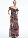 ANDREA PUFF SLEEVE MAXI DRESS - CANOPY TILE BLACK