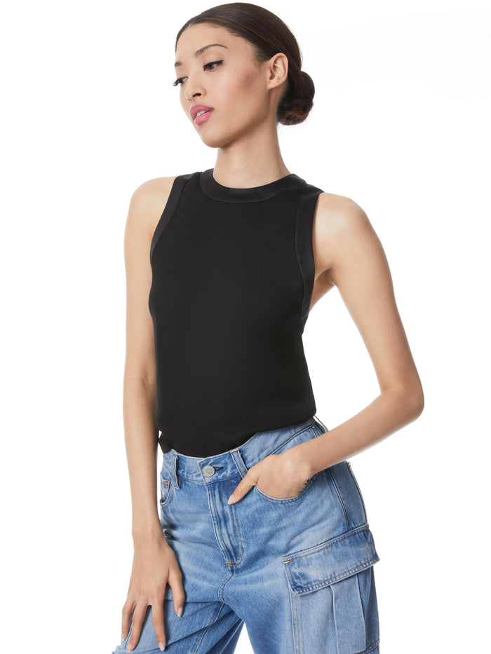 ANGELINA CHARMEUSE COMBO TANK - BLACK