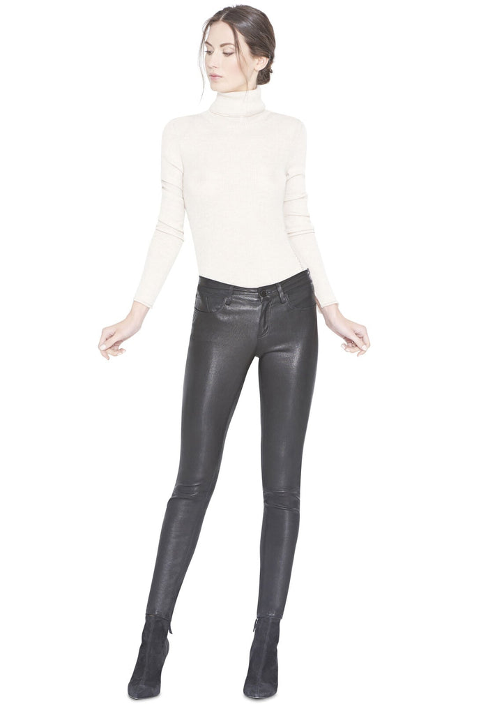 ANGIE LEATHER 5 PKT PANT - BLACK