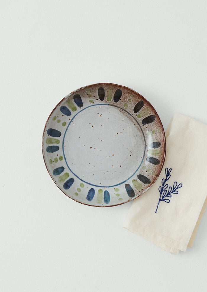 Annabel Roberts Stoneware Pasta Plate | White/Cobalt/Green