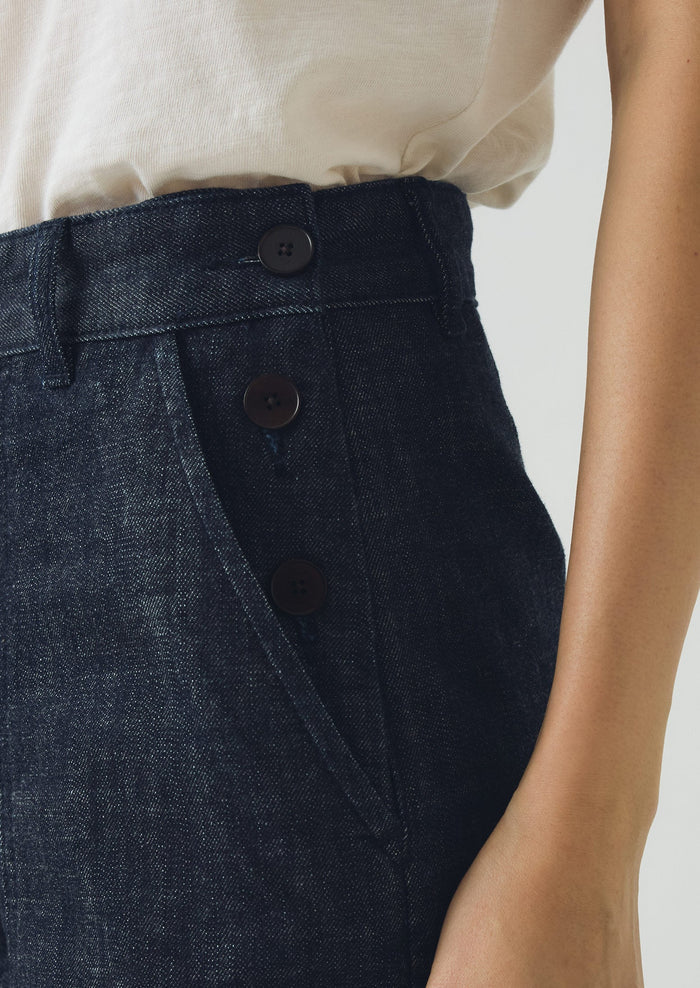 Annie Denim Side Button Jeans | Indigo
