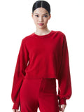 ANSLEY BLOUSON SLV CRP PLLOVER - DEEP RUBY