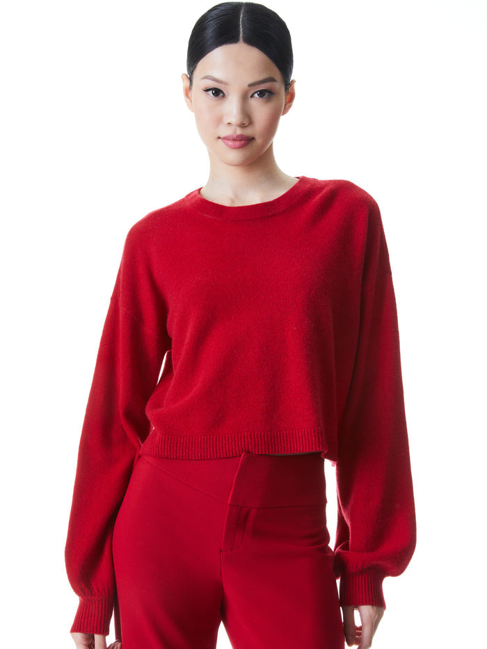 ANSLEY BLOUSON SLV CRP PLLOVER - DEEP RUBY