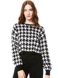 ANSLEY HOUNDSTOOTH PULLOVER - BLACK/WHITE