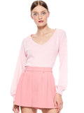 ANSLEY V-NECK BLOUSON SLEEVE SWEATER
