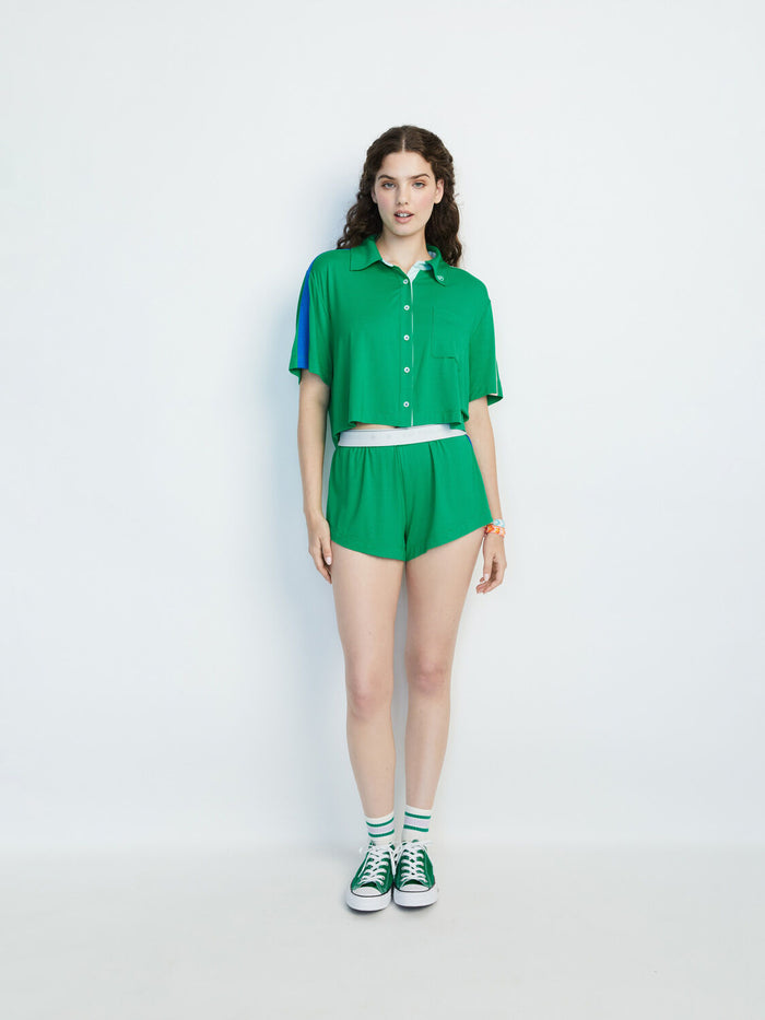 A+O X BIG FEELINGS MADDEN SHORT SLEEVE PJ SET - CHEERFUL GREEN