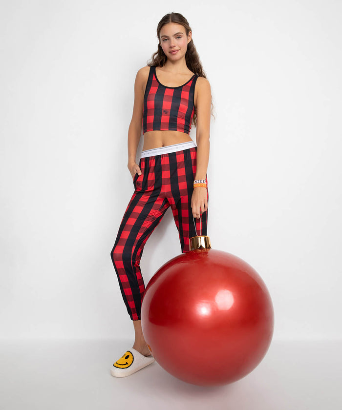 A+O X BIG FEELINGS MANDY JOGGER PJ SET - TRUE RED/BLACK