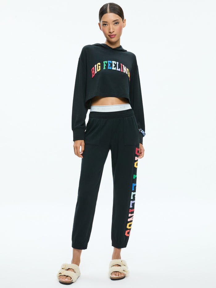 A+O X BIG FEELINGS TAI CROPPED HOODIE - BLACK