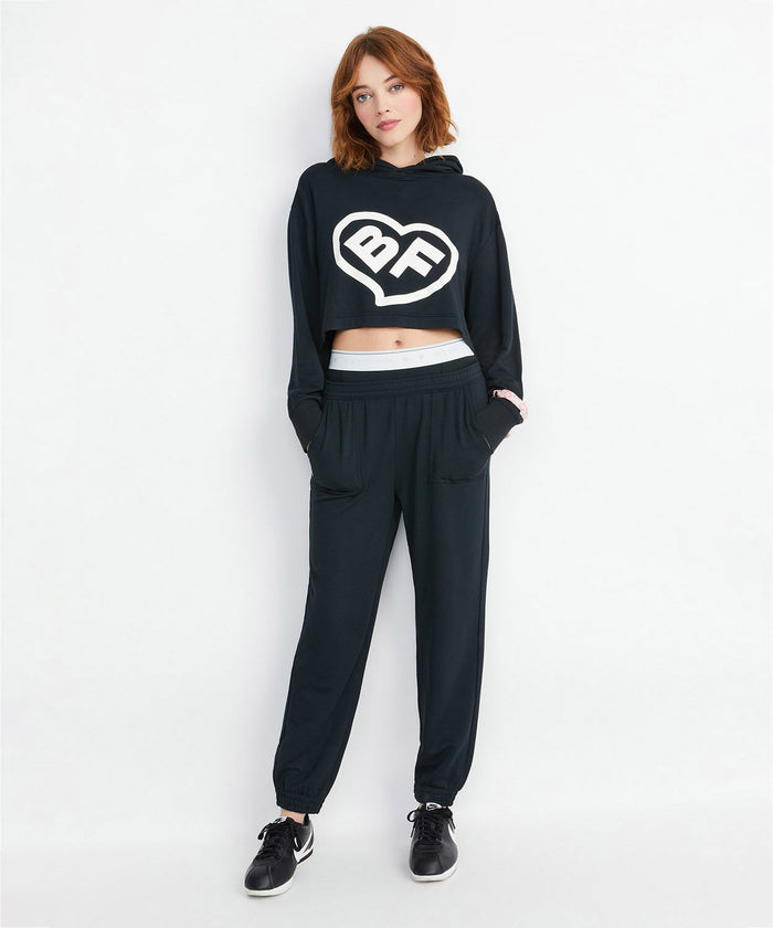 A+O X BIG FEELINGS TAI CROPPED HOODIE - BLACK